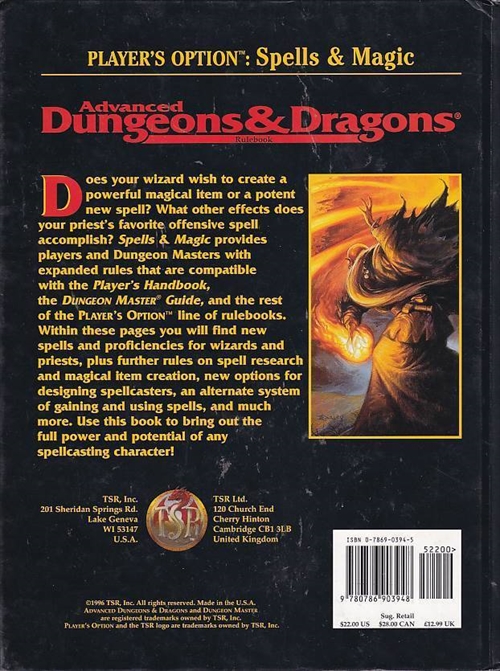 Advanced Dungeons & Dragons - Players Option Spells & Magic (Genbrug)